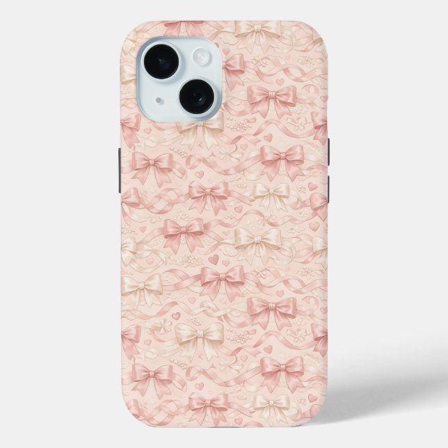 Funda De Case-Mate Para iPhone Patrón de lazo coquette (Reverso )
