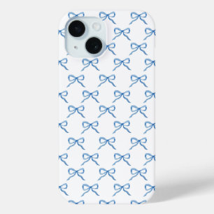 Funda Para iPhone 15 Patrón de lazo de acuarela azul
