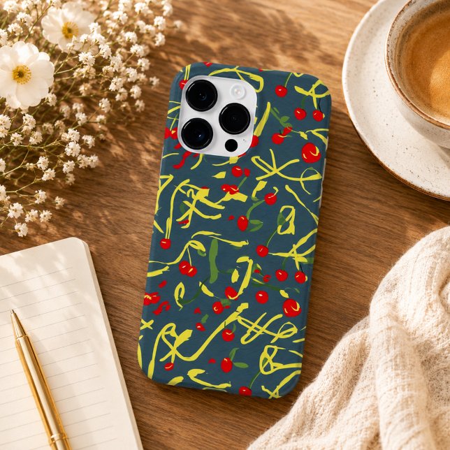 Funda De Case-Mate Para iPhone patrón de lazo y cereza  (bow and cherry pattern Case-Mate iPhone case)