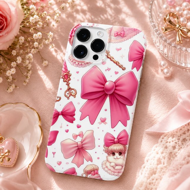 Funda De Case-Mate Para iPhone patrón de lazo y cereza  (bow and cherry pattern Case-Mate iPhone case)