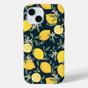 Funda Para iPhone 15 Patrón de Leña Amarilla de Limón