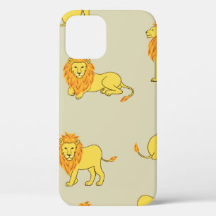 Funda Para iPhone 12 Patrón de león dibujado a mano sin foco. Grupo tra