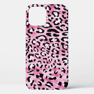 Funda Para iPhone 12 Patrón de Leopardo Blanco Rosa.