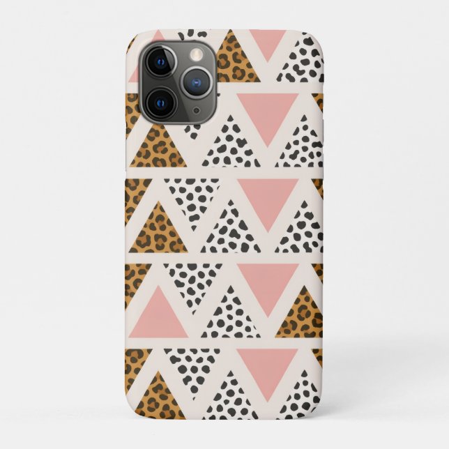 Funda De Case-Mate Para iPhone Patrón de leopardo chic y triángulo rosa (Reverso)