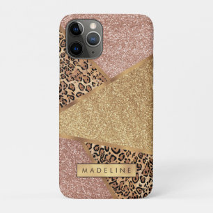Funda Para iPhone 11 Pro Patrón de leopardo geométrico Rosa oro Rubor Pur