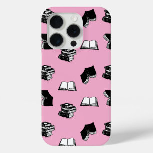 Funda Para iPhone 15 Pro Patrón de libro bibliofilia de libros rosado moder