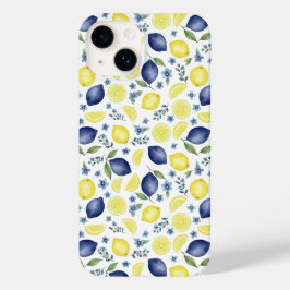 Funda Para iPhone 14 De Case-Mate Patrón de limón country francés azul