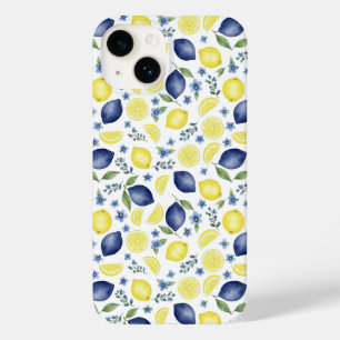 Funda Para iPhone 14 De Case-Mate Patrón de limón country francés azul