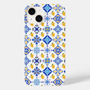 Funda Para iPhone 14 De Case-Mate Patrón de limón country francés azul