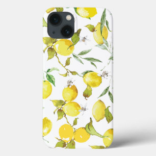Funda Para iPhone 13 Patrón de limón de color agua