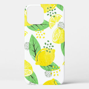 Funda Para iPhone 12 Patrón de limón de color agua sin foco con frutas