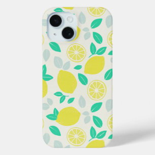 Funda Para iPhone 15 Patrón de limón de verano en crema