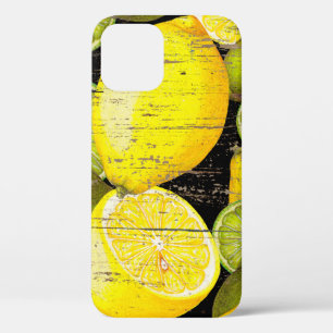 Funda Para iPhone 12 Patrón de limón fresco dibujado a mano sobre textu