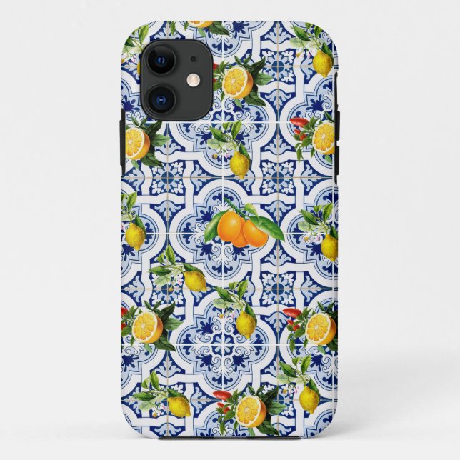 Funda De Case-Mate Para iPhone Patrón de limón siciliano (Reverso)