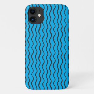 Funda Para iPhone 11 patrón de línea abstracta ondulada negra