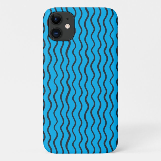 Funda De Case-Mate Para iPhone patrón de línea abstracta ondulada negra (Reverso)