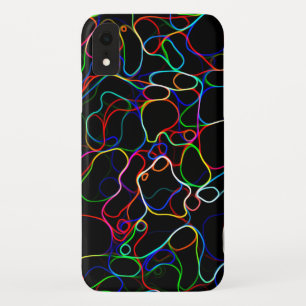 Funda Para iPhone XR Patrón de línea de curva multicolor neón -GUAY