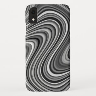 Funda Para iPhone XR Patrón de línea de curvas grises de color blanco y