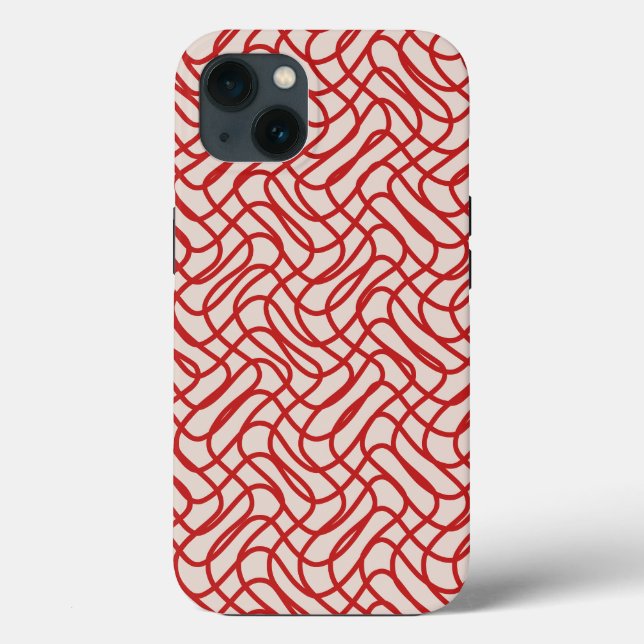Funda De Case-Mate Para iPhone Patrón De Línea Resumen De Crema Y Rojo (Reverso )