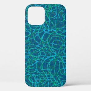 Funda Para iPhone 12 Patrón de líneas de garabato verde Funda-Mate iPho