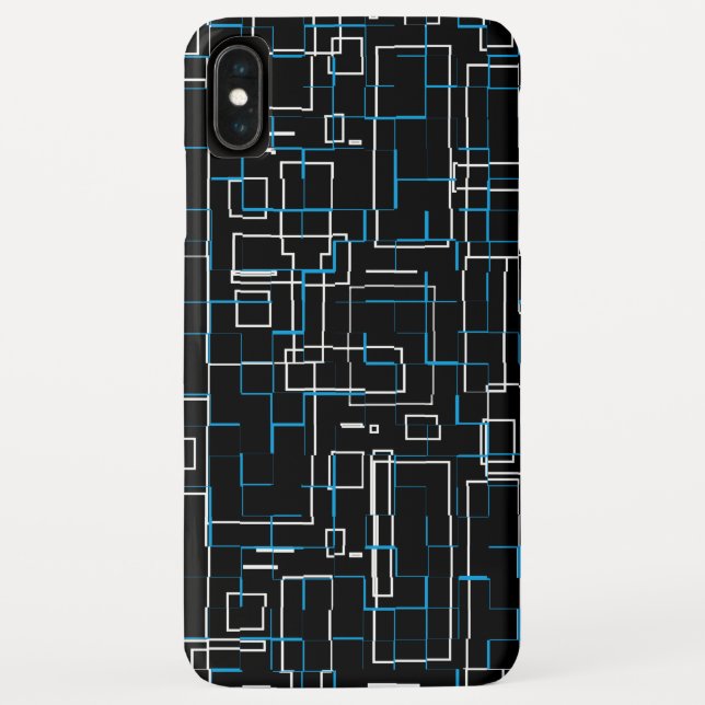 Funda De Case-Mate Para iPhone Patrón de lino blanco y azul sobre negro (Reverso)