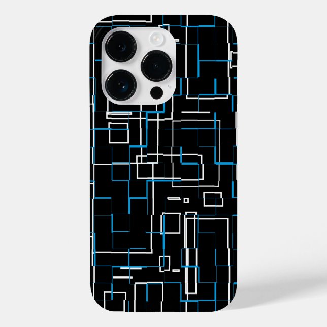 Funda De Case-Mate Para iPhone Patrón de lino blanco y azul sobre negro (Reverso )