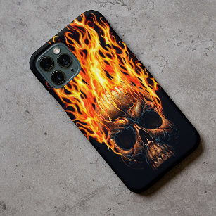 Funda Para iPhone 11 Pro Patrón de llamas de fuego del cráneo gótico Naranj