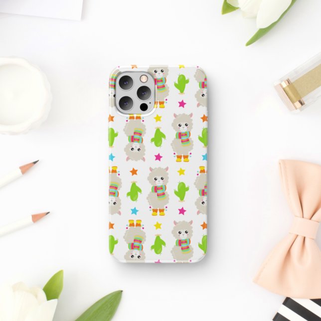 Funda De Case-Mate Para iPhone Patrón De Llamas, Llamas Cutas, Alpacas, Cactus (Subido por el creador)