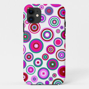 Funda Para iPhone 11 Patrón de los círculos retro abstractos Rosa Roj