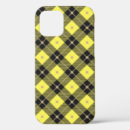 Funda Para iPhone 12 Pro Patrón de lumberjack amarillo negro