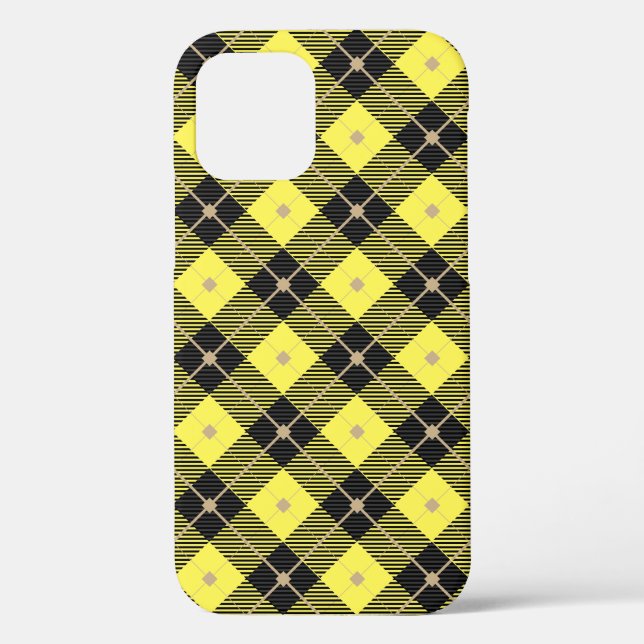 Funda De Case-Mate Para iPhone Patrón de lumberjack amarillo negro (Reverso )