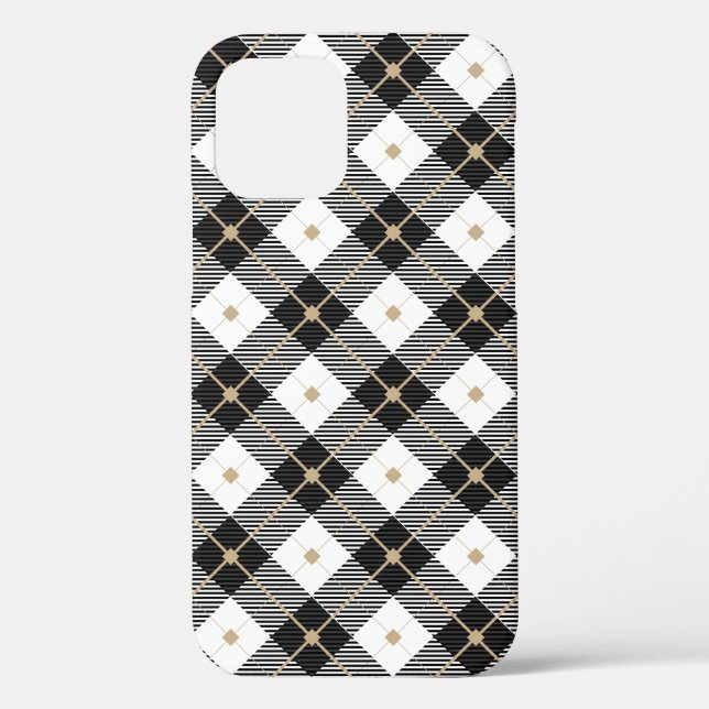 Funda De Case-Mate Para iPhone Patrón de lumberjack blanco negro (Reverso )