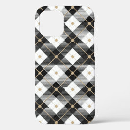Funda Para iPhone 12 Pro Patrón de lumberjack blanco negro