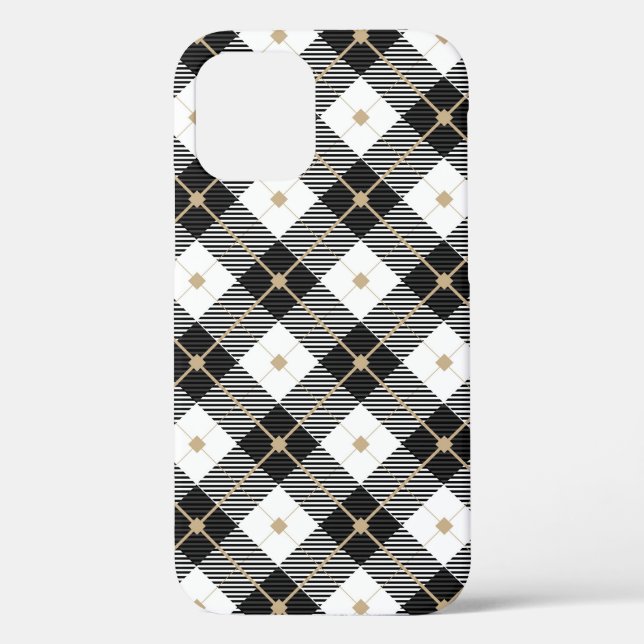 Funda De Case-Mate Para iPhone Patrón de lumberjack blanco negro (Reverso )
