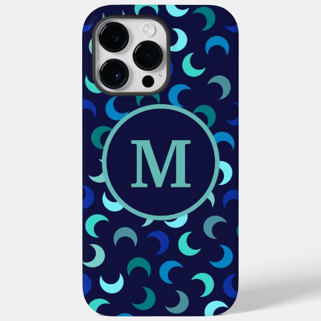 Funda De Case-Mate Para iPhone Patrón de luna nueva Monogram Blue (Reverso )