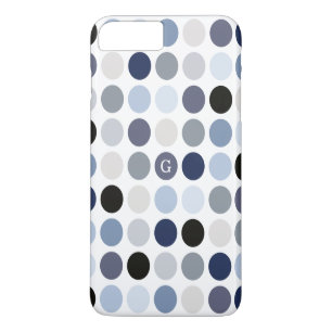Funda Para iPhone 8 Plus/7 Plus patrón de lunares azul gris moderno monograma