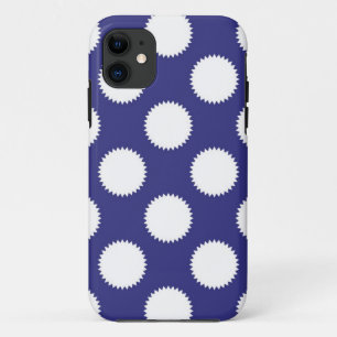 Funda Para iPhone 11 Patrón de lunares azul marino y blanco
