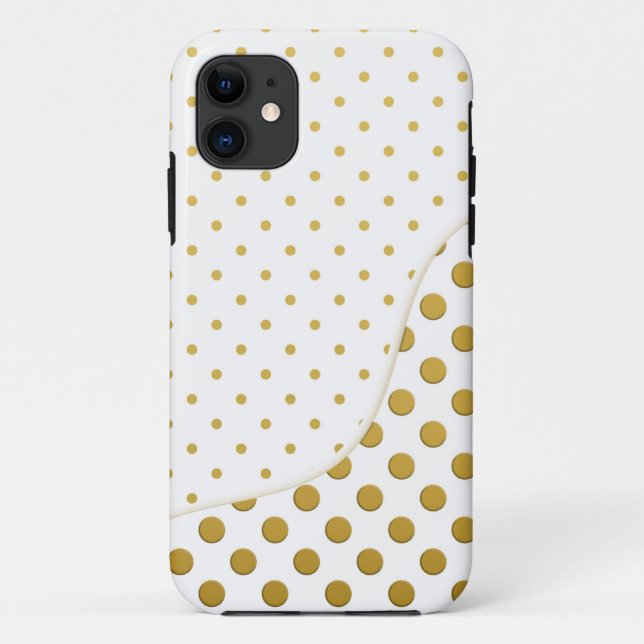 Funda De Case-Mate Para iPhone Patrón de lunares en oro y blanco (Reverso)