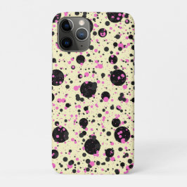 Funda Para iPhone 11 Pro Patrón de lunares glamurosos rosa y negro