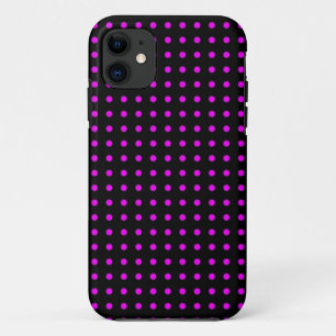 Funda Para iPhone 11 Patrón de lunares rosa caliente y negro