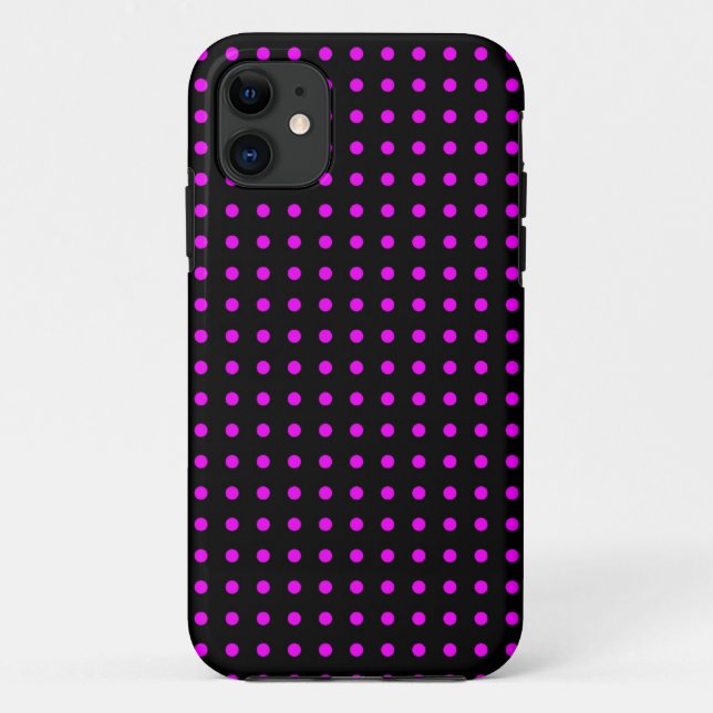 Funda De Case-Mate Para iPhone Patrón de lunares rosa caliente y negro (Reverso)