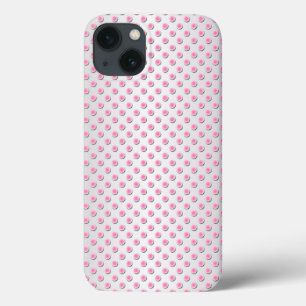 Funda Para iPhone 13 Patrón de lunares rosa y blanco plateado