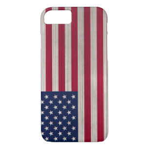 Funda Para iPhone 8/7 Patrón de madera con bandera de Estados Unidos gra