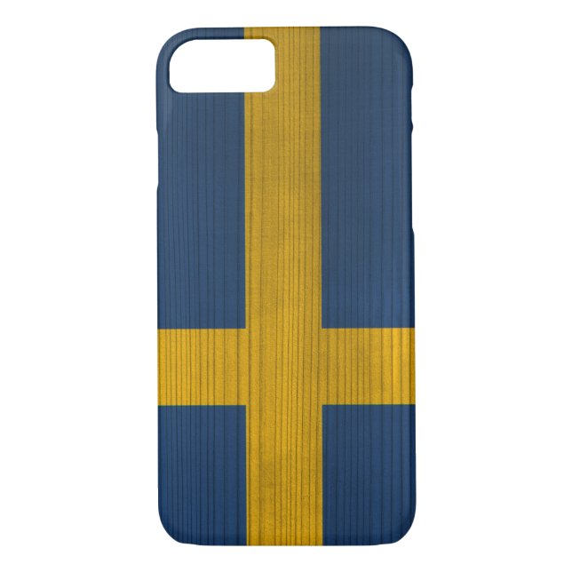 Funda De Case-Mate Para iPhone Patrón de madera con bandera de Suecia grabada (Reverso)