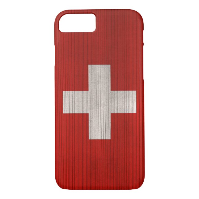 Funda De Case-Mate Para iPhone Patrón de madera con bandera Suiza grabada (Reverso)