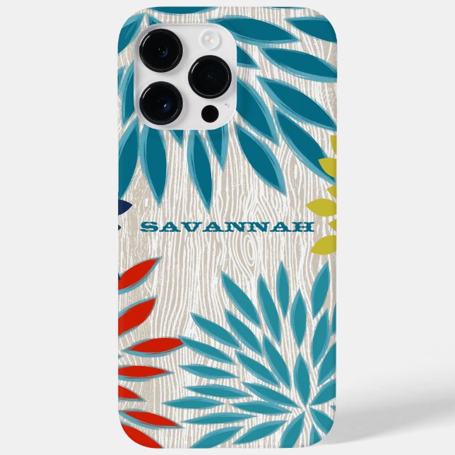 Funda De Case-Mate Para iPhone Patrón de madera Crisantemo Floral Personalizado (Reverso)