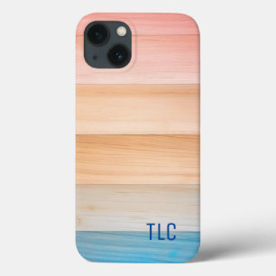 Funda Para iPhone 13 Patrón de madera de color de gradiente de corte