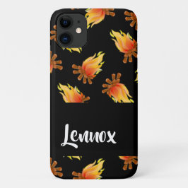 Funda Para iPhone 11 Patrón de madera quemada sobre negro