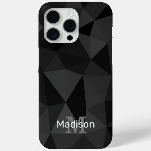 Funda Para iPhone 15 Pro Max Patrón de malla geométrica gris oscuro negro Monog