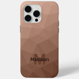 Funda Para iPhone 15 Pro Max Patrón de malla geométrica Marrón Mocha Monograma